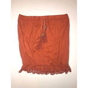Faux Suede Burnt Orange Tube Top